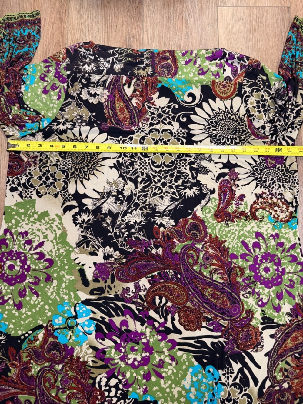 ECI NY 22W Boho Paisley Sunflower Sheath Dress Stretch 3/4 Sleeve Plus Size - Picture 9 of 16